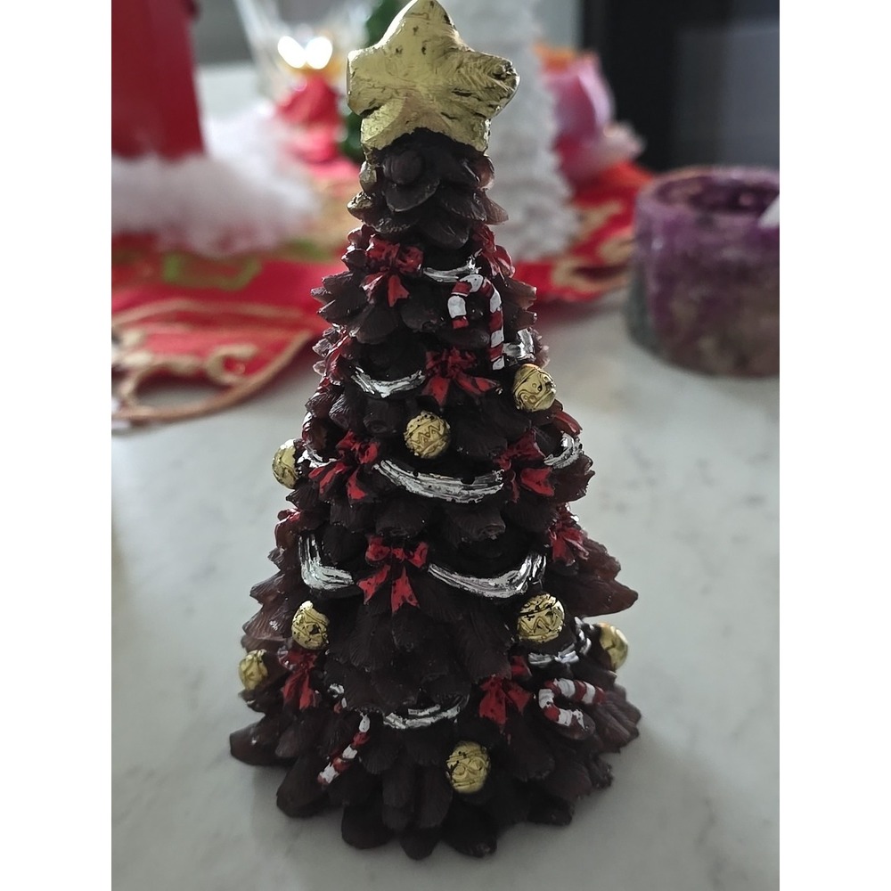 Handmade Resin Christmas Tree Brown Red Silver Gold Decoration Gift 641